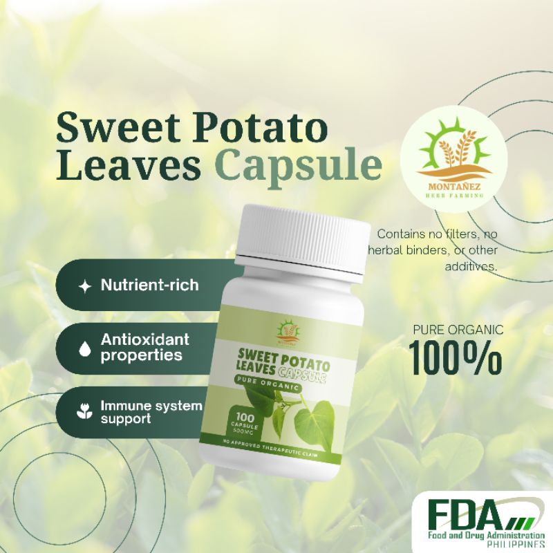 Sweet Potato Leaves Talbos Ng Kamote Capsule 100 Capsules Shopee Philippines 6085