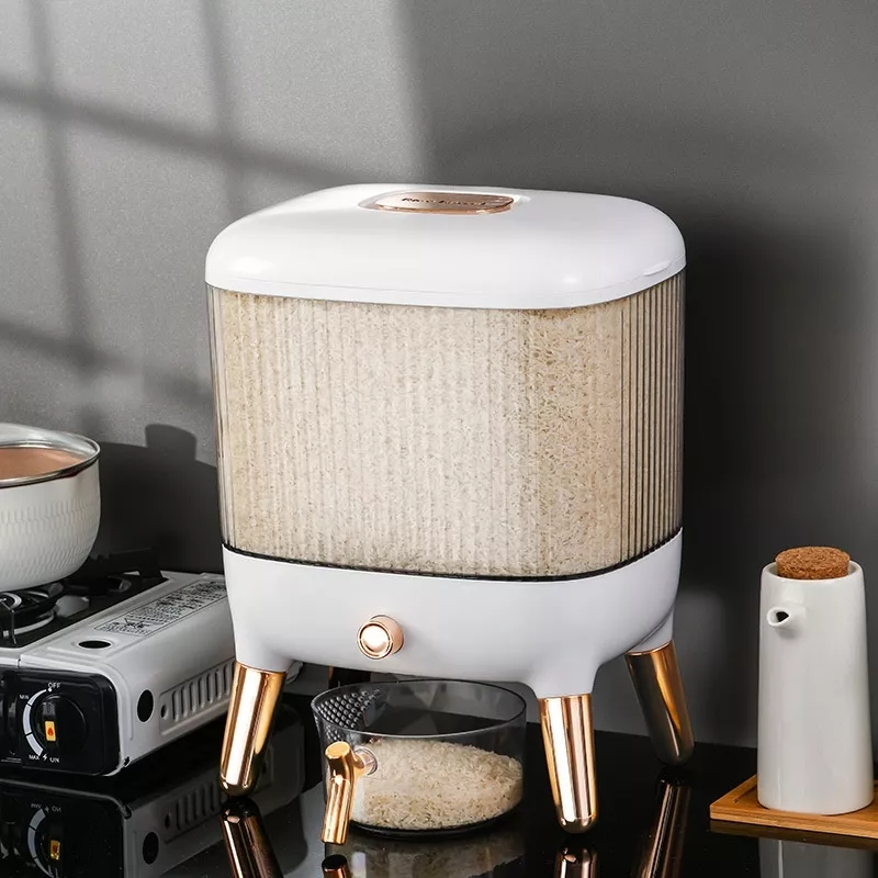 Rice dispenser insect-proof fashion press rice bucket with measuring ...