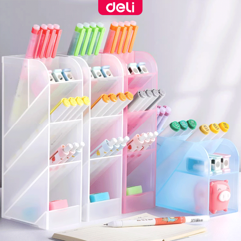 Deli Desk Pen Holder Storage Makeup Storage Box DIY Pencil Holder ...