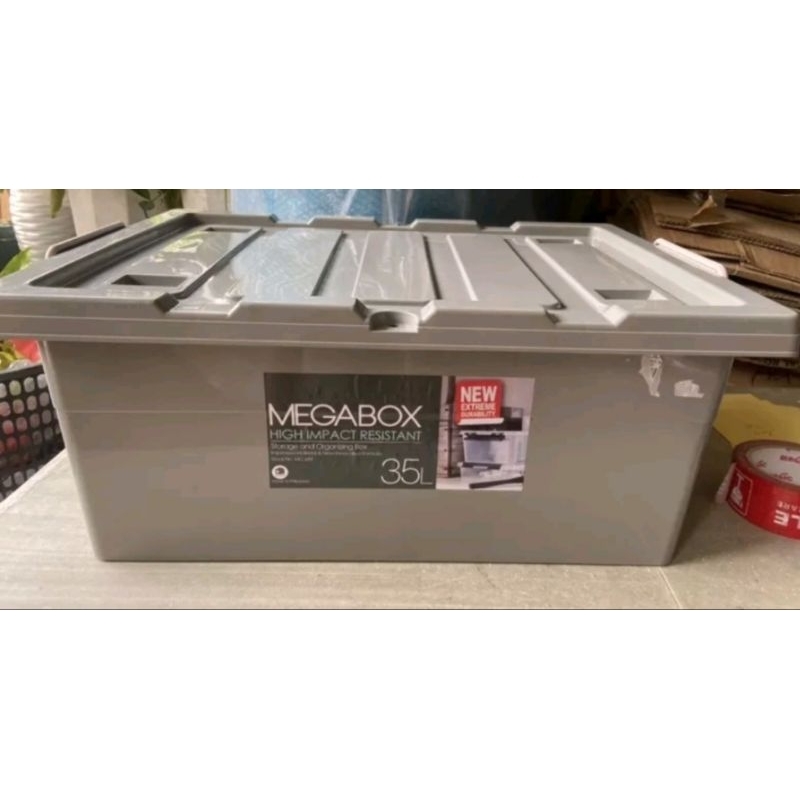 MEGABOX 35 LITER STORAGE BOX GRAY | Shopee Philippines