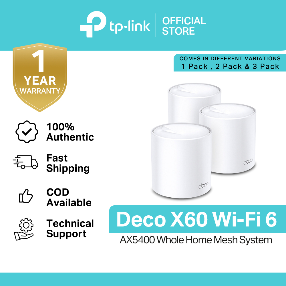 TP-Link Deco X60 Wi-Fi 6 AX3000 Whole-Home Mesh Wi-Fi System, 3-Pack