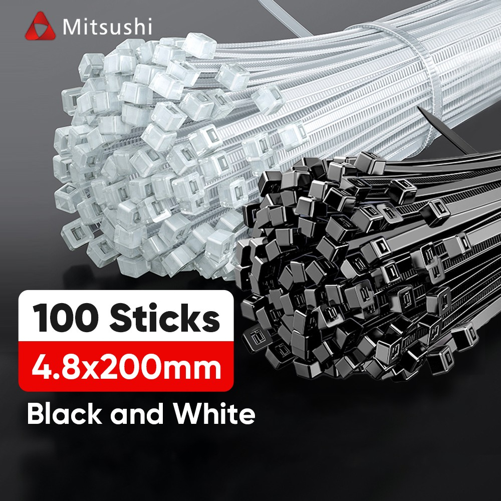 Mitsushi Cable Tie Black/White Locking Zip Tie Nylon Cable Tie Shopee