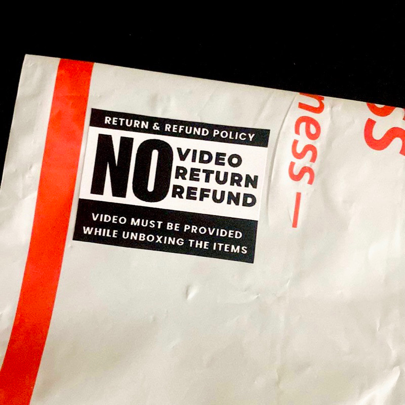 NO VIDEO NO RETURN NO REFUND waterproof Packaging Sticker Label 50/100 ...