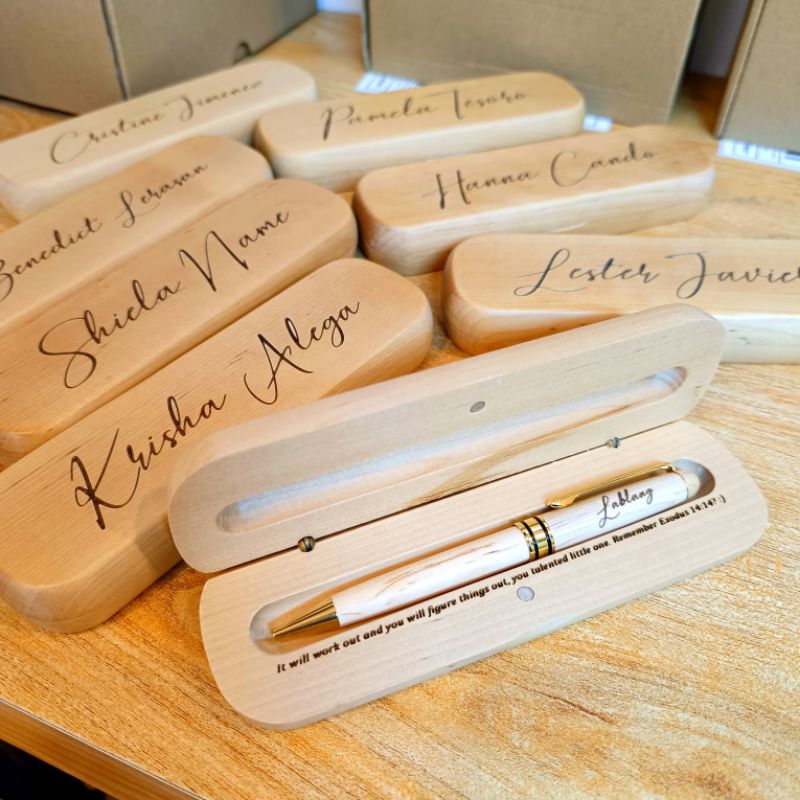 Personalized Bamboo Ballpen with Case (Laser Enrgave). | Shopee Philippines