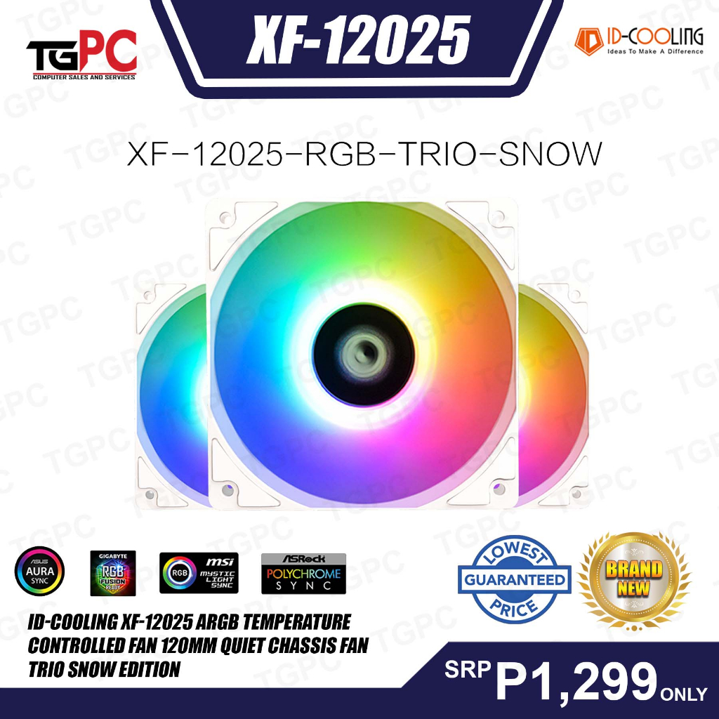 Id Cooling Xf 12025 Argb Trio Snow 3 Pack 120mm Fan No Remote Shopee Philippines 