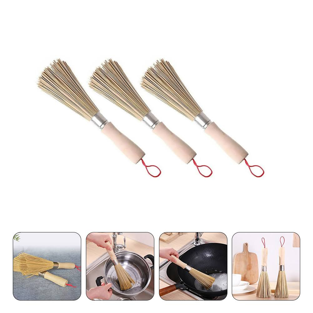 Wok Bamboo and Metal Brush Cooking Clean Tool Utensils Restaurant ...