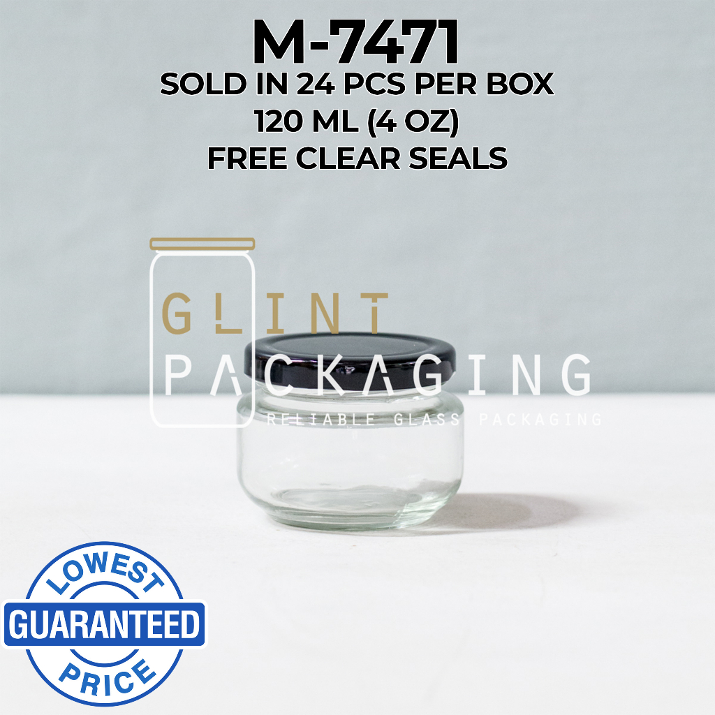 24pcs M7471 4oz/120 mL Glass Jars with FREE seals Pimento Bottle Jar