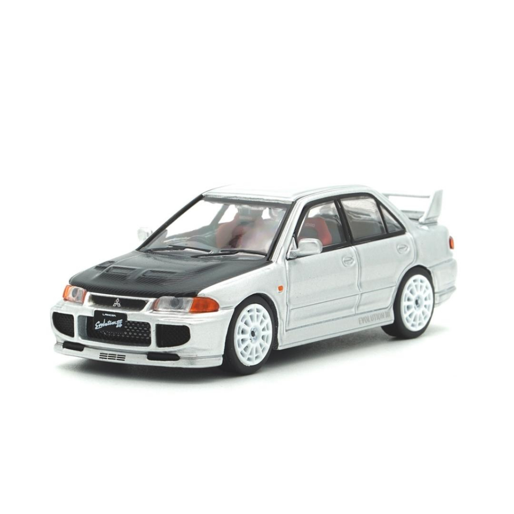 Inno64 1/64 Mitsubishi Lancer Evolution III - Silver with Carbon Bonnet ...