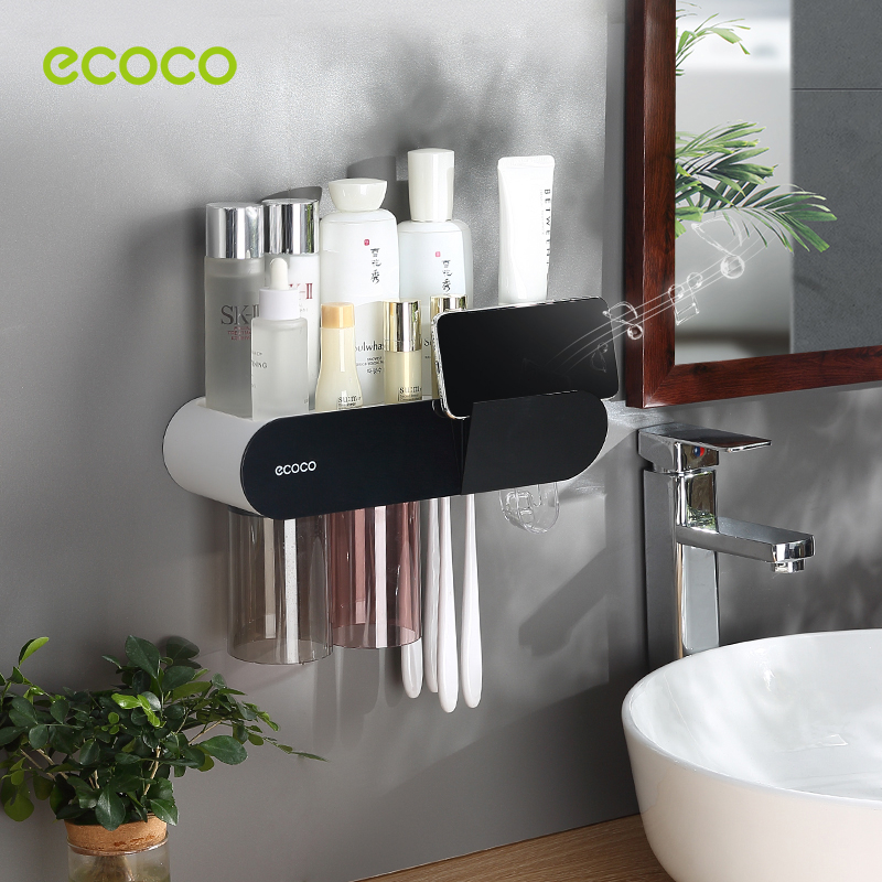 Ecoco Toothbrush Holder with Cups Wallmounted Toothpaste