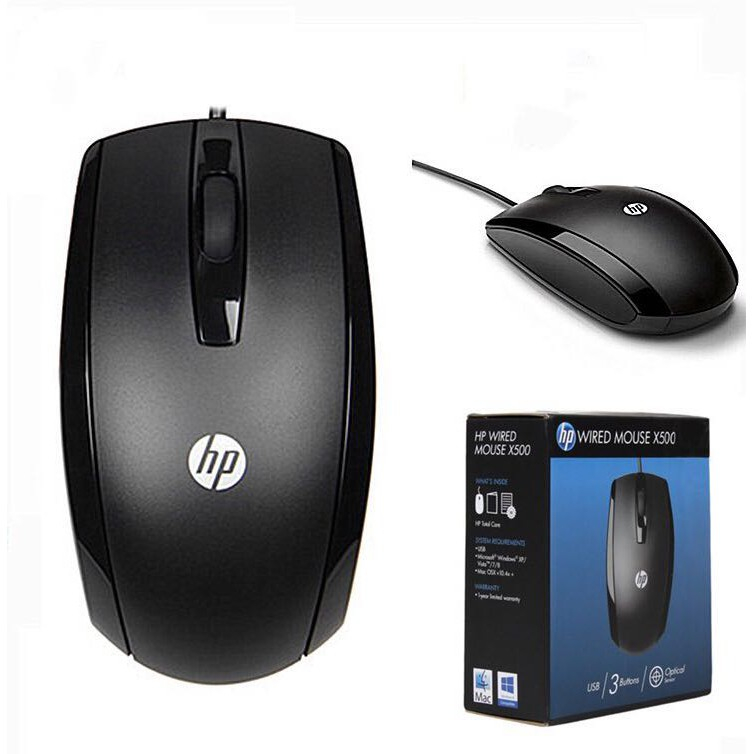 HP X500 Optical Wired USB Mouse for Laptop PC Windows XP Vista 7 8 10 ...