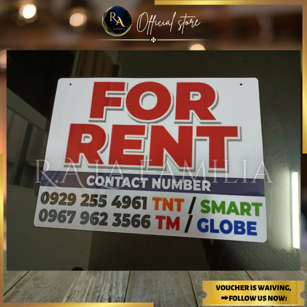 R.A CUSTOMIZED FOR RENT PVC SIGNAGE. WATERPROOF / HIGH GLOSS FINISH ...