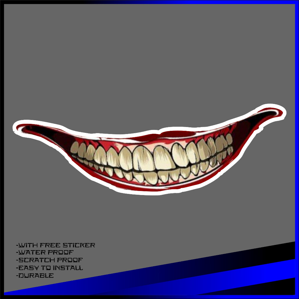 Scary Devil Tooth Helmet Car Stickers Waterproof Camper Van 13cm ...