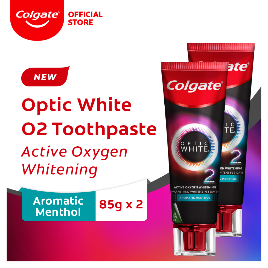 Colgate Optic White O2 Aromatic Menthol Whitening Toothpaste 85g, Pack ...