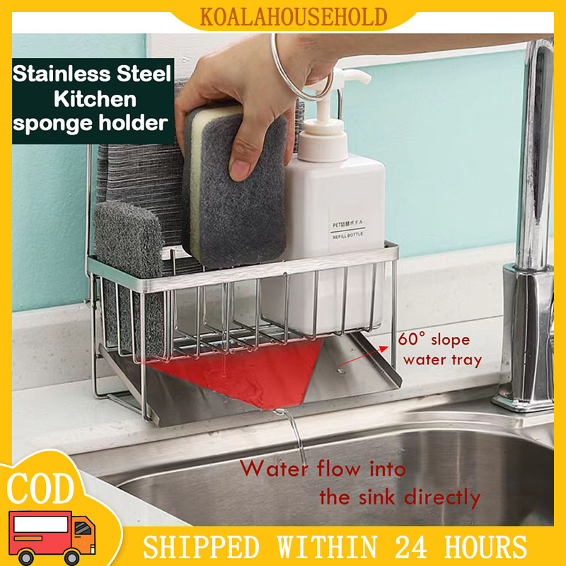 Sponge Drainer Stainless Steel Kitchen Sink Countertop Storage Rack