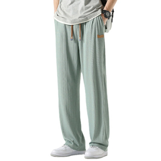 Summer Thin Casual Pants Men Wide-Leg Pants Men Streetwear Loose Straight  Sweatpants Mens (Color : White, Size : XX-Large)