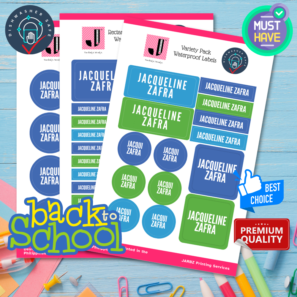 School Labels Boy Shades Blue Dishwasher safe Labels Daycare Labels Customized Labels