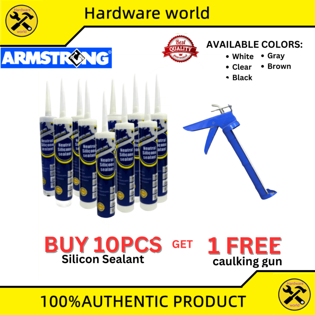 ARMSTRONG SILICON SEALANT WATERPROOF (BUY 10PCS SELANT GET 1 FFREE CAULKING GUN) Shopee