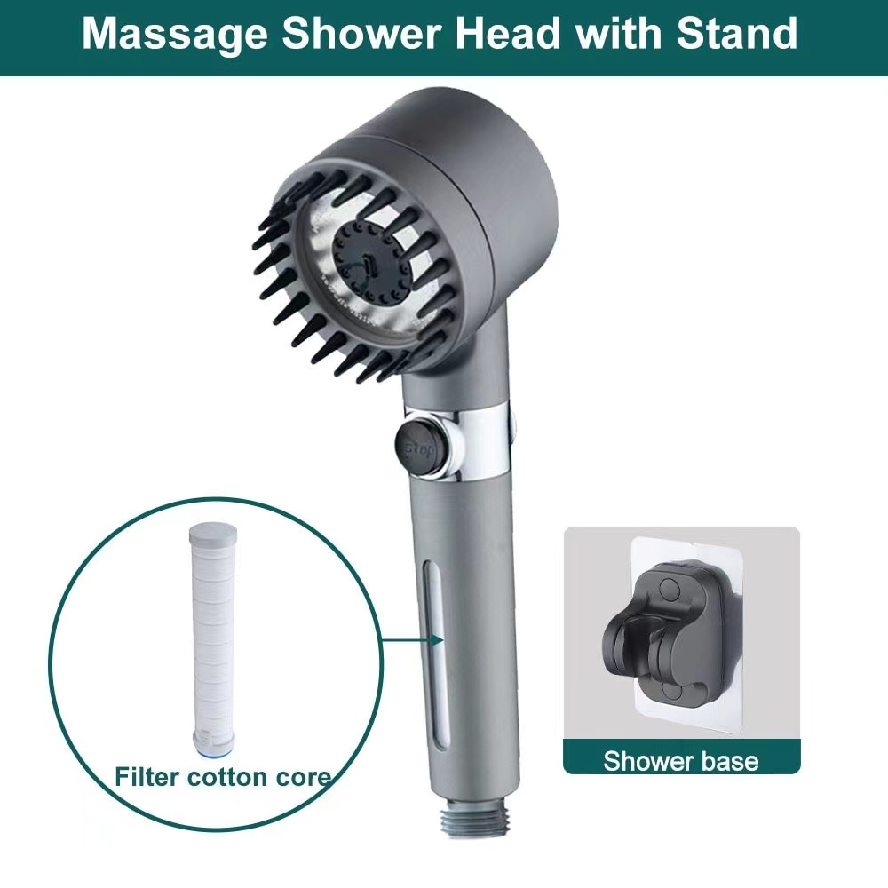 3Settings Super Pressurized Shower Head Set With Filter High Pressure ...