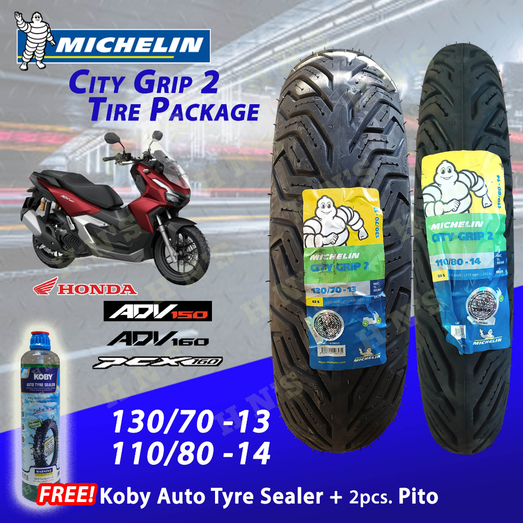 MICHELIN City Grip 2 Tubeless Tires Set for Honda Adv, PCX 160 ( 130/70