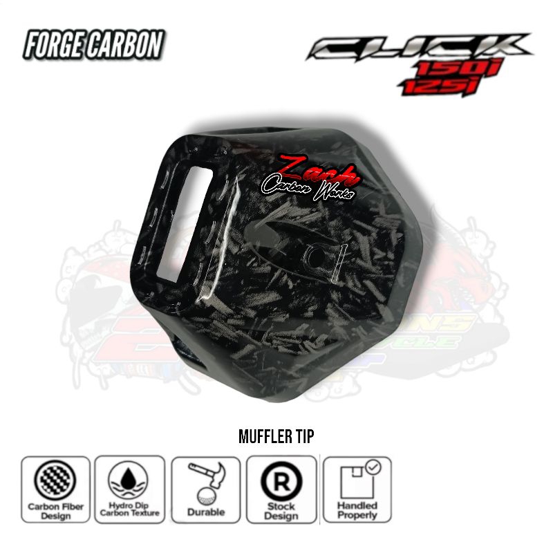 FORGE CARBON! Honda click v2 & v3 muffler tip garnish hydro dip ...