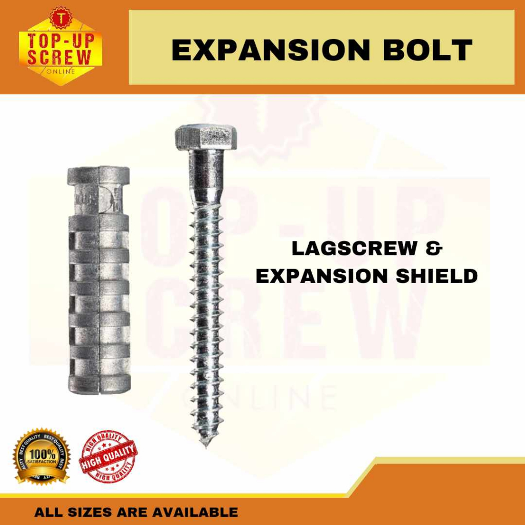 1/4, 5/16 Lagscrew with Expansion Shield/ Expansion Bolt (1set per ...