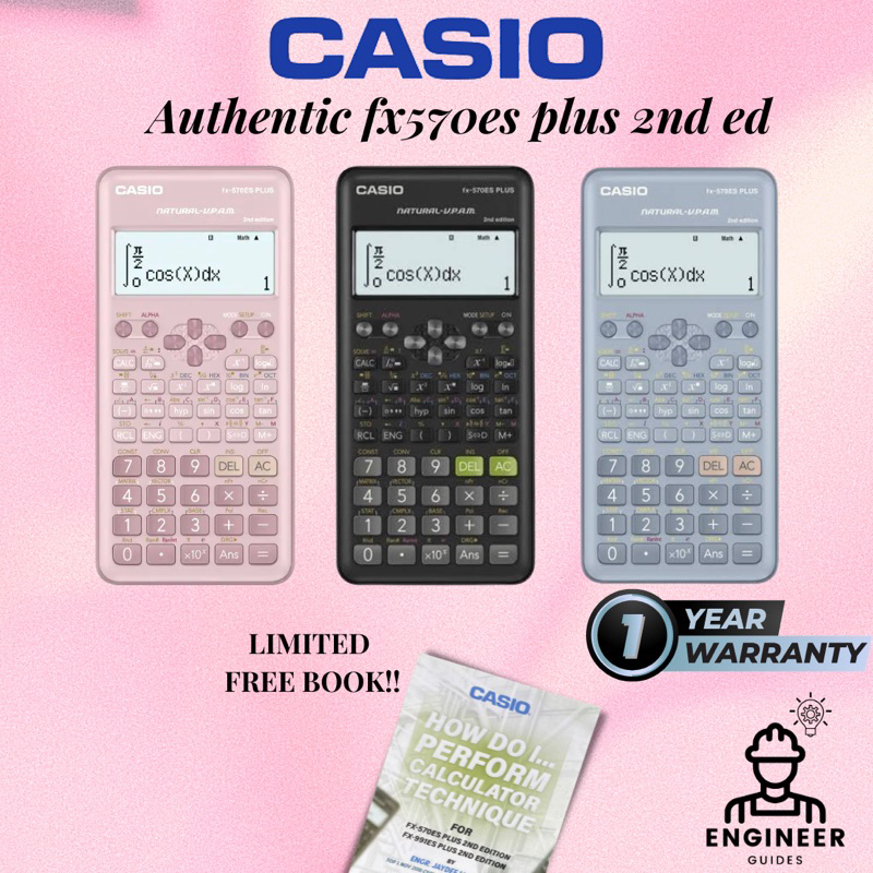 Casio 570es plus 2nd edition pink scientific calculator authentic blue