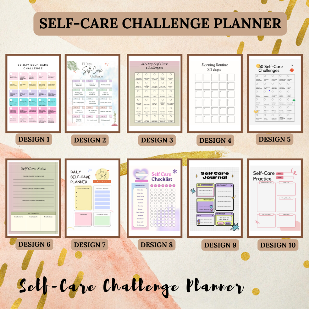 Self-Care Journal Planner (can be customizable) Non-Sticky | Tearable ...