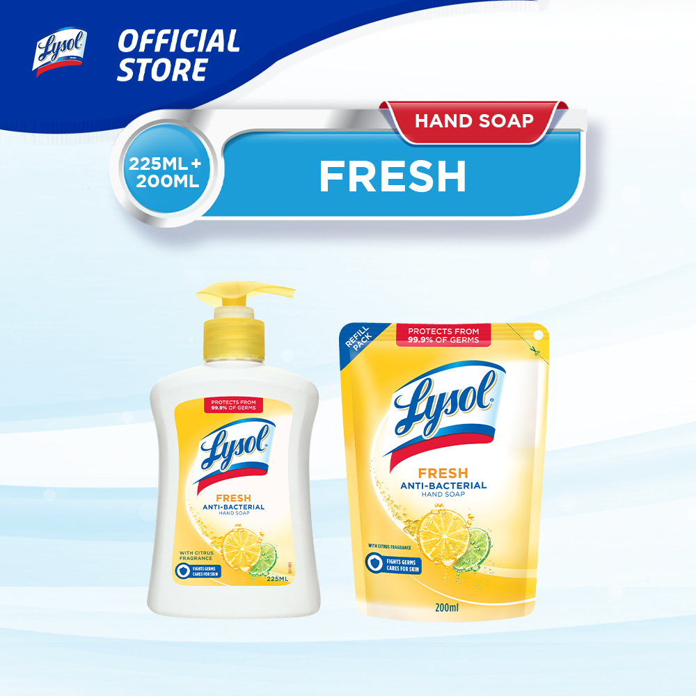 Lysol Antibacterial Hand Soap Fresh 225ml & 200ml Refill Shopee Philippines