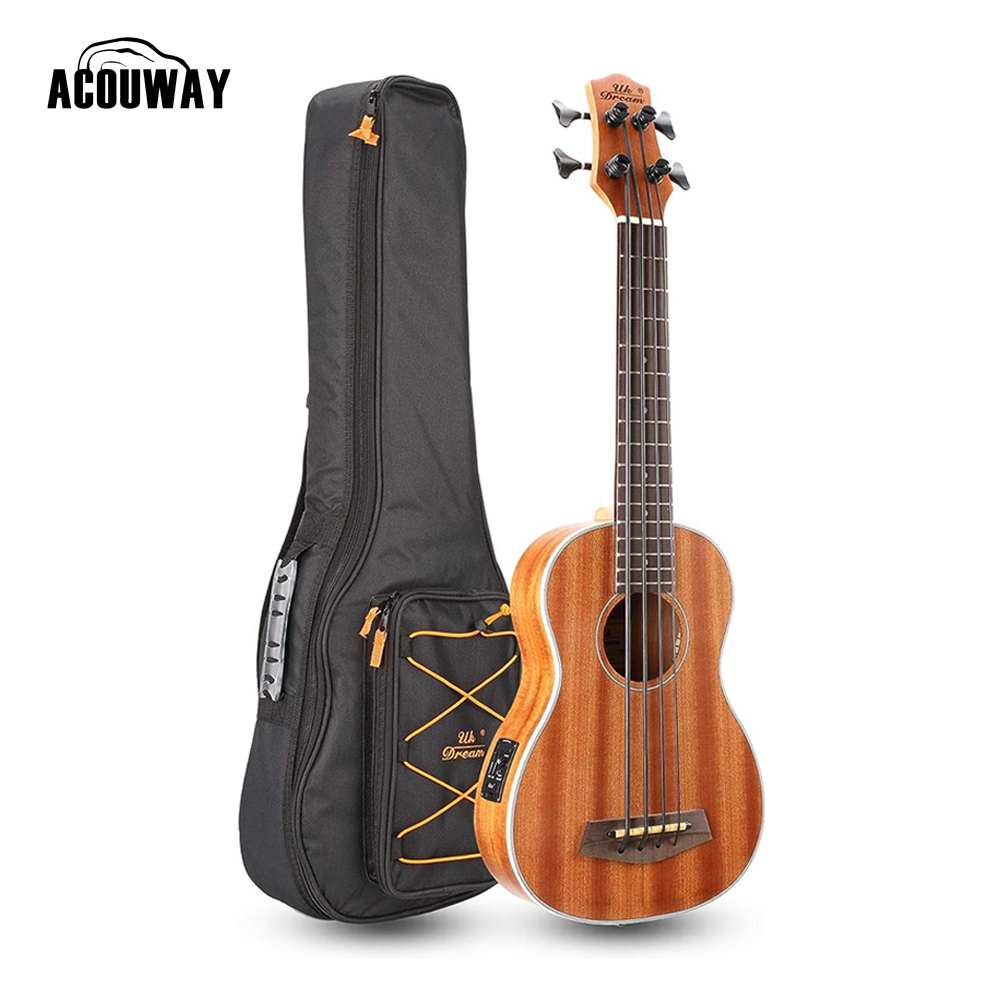 30 Inch Electric Ubass Ukulele Bass Sapele wood Retro Closed Button