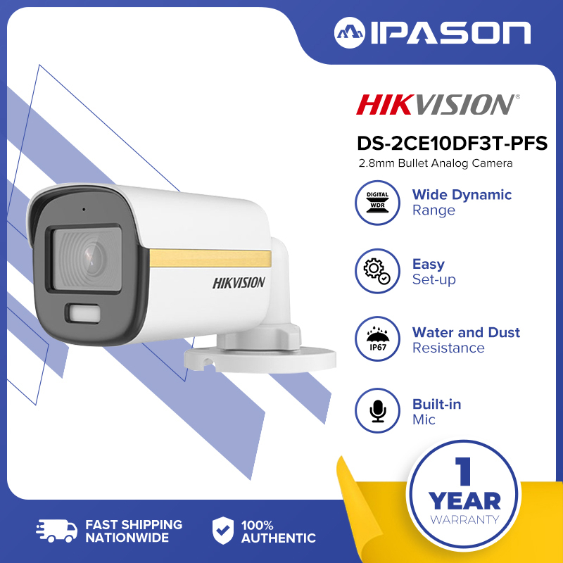 Hikvision Ds 2ce10df3t Pfs 2 8mm Bullet Analog Camera 2mp Built In Mic