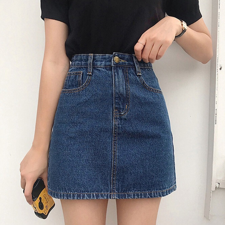 Newlan DQ002 Denim Mini Skirt Palda For Women High Waist Wrap Skirt A ...