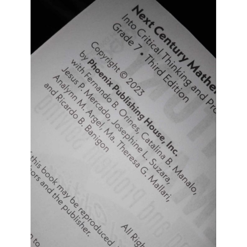 Next Century Mathematics grade 7 9 10 Third edition by Orines 2023c ...