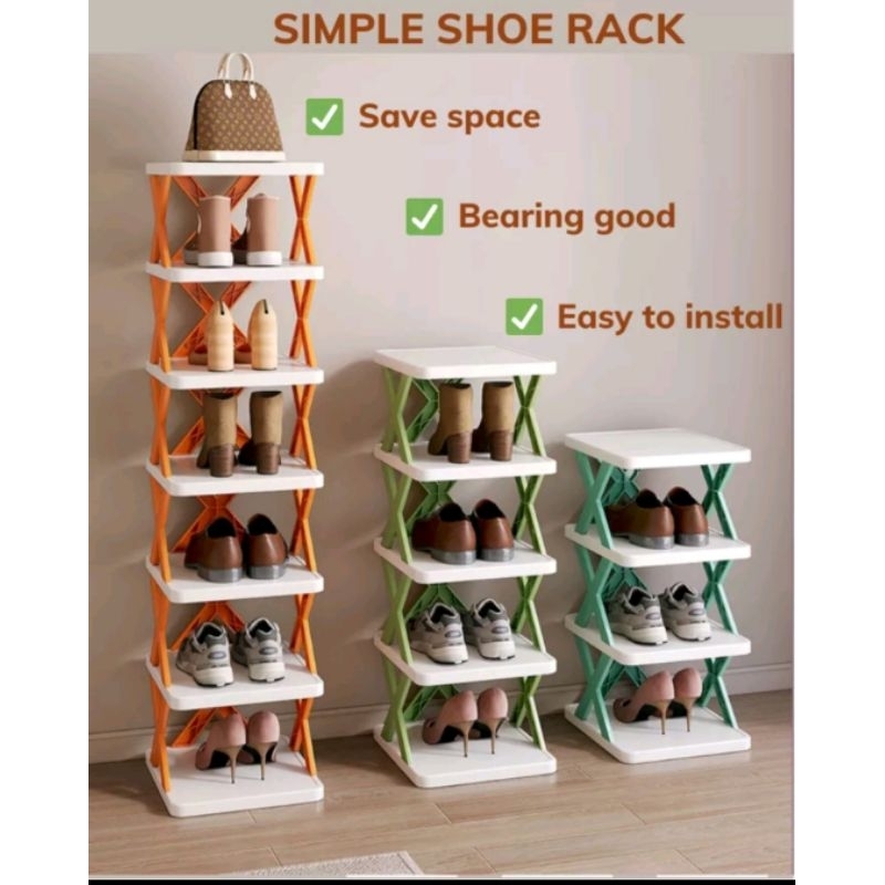 Space Saving Stackable Easy Install Shoe Rack Organizee | Shopee ...
