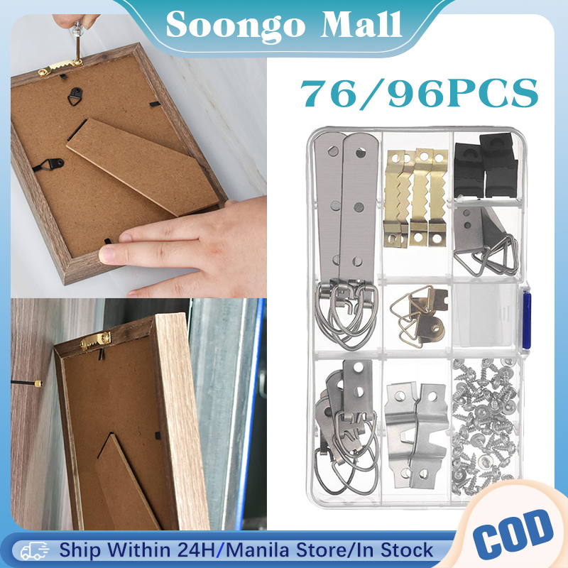 76/96PCS Photo Frame Hooks Kit Heavy Duty Office Artwork Picture Hanger