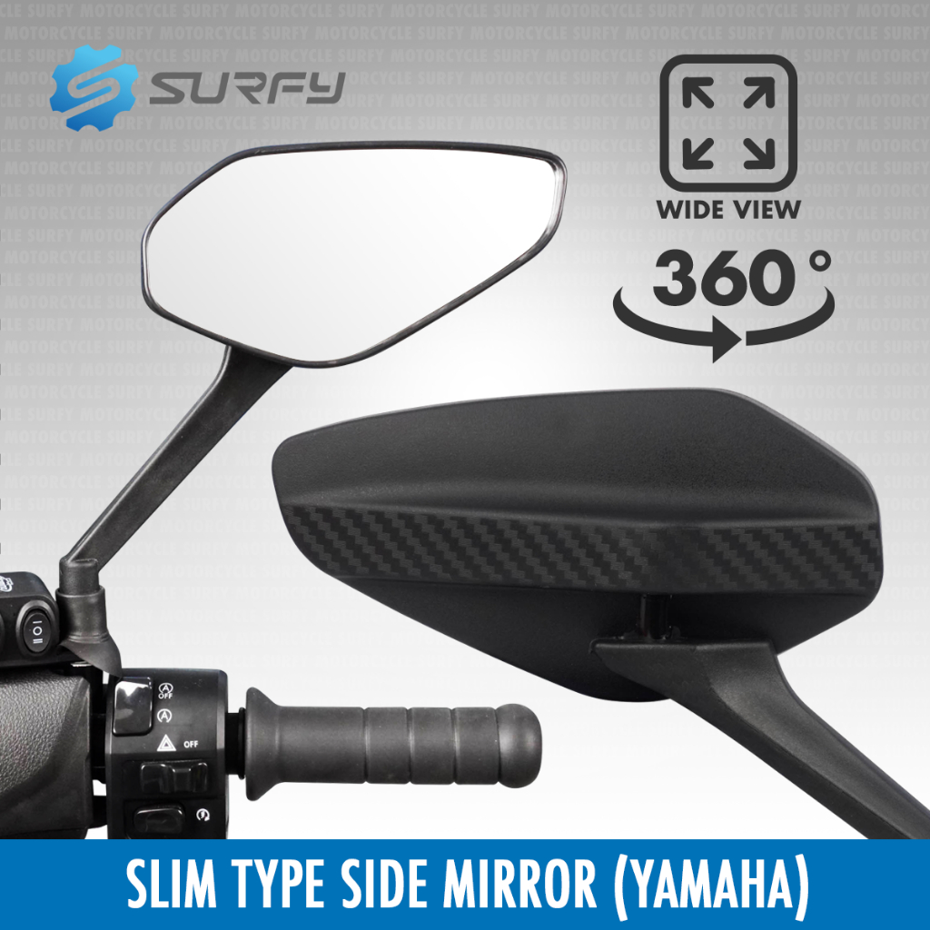 Slim Type Side Mirror Carbon Design For YAMAHA Clear Lens LTO Passed