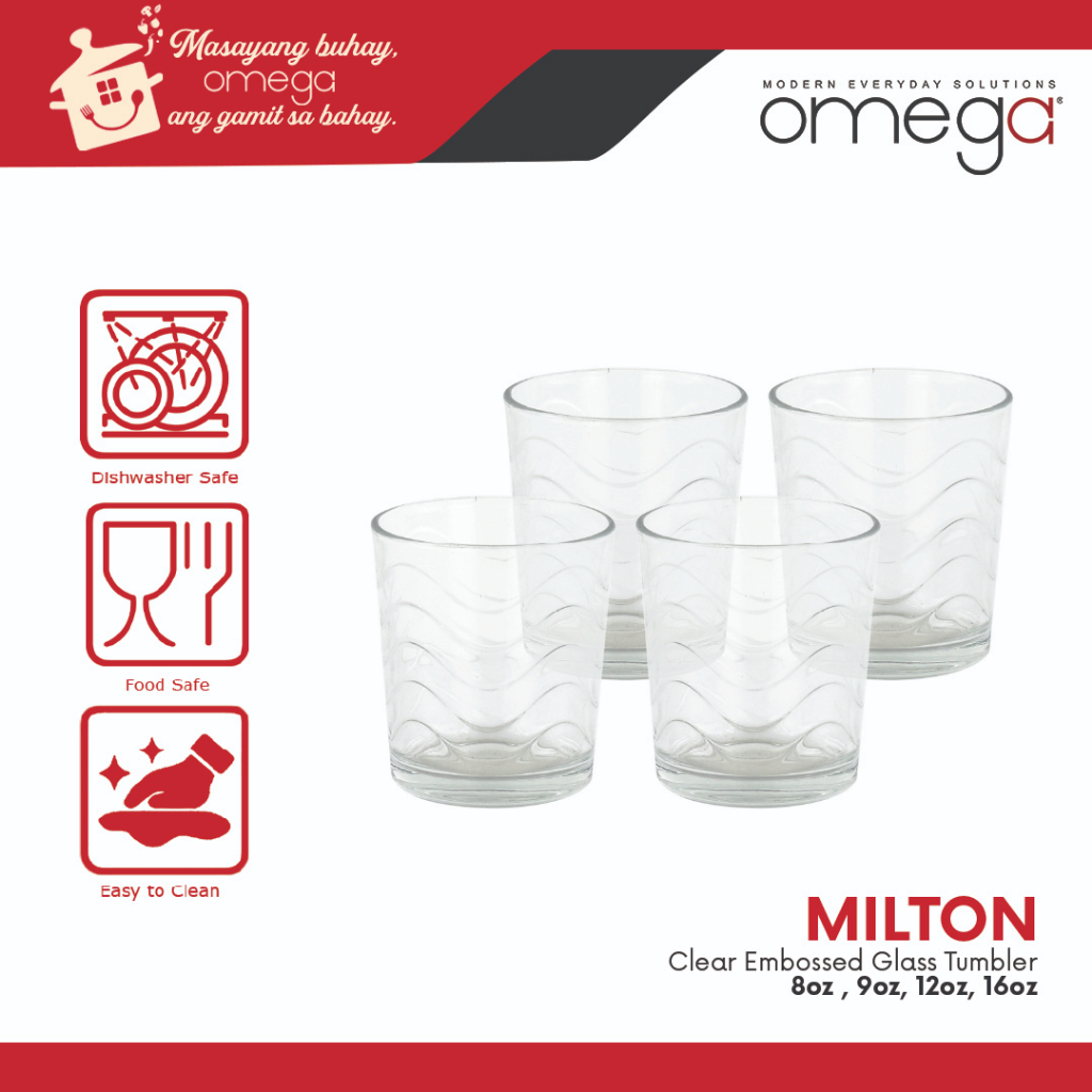 Omega Houseware Milton Clear Embossed Glass Tumbler with Gift Box Shopee Philippines