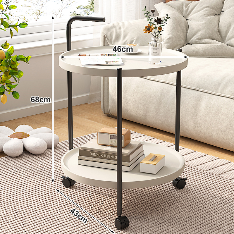 Sofa side table movable coffee table living room mini table with wheel ...