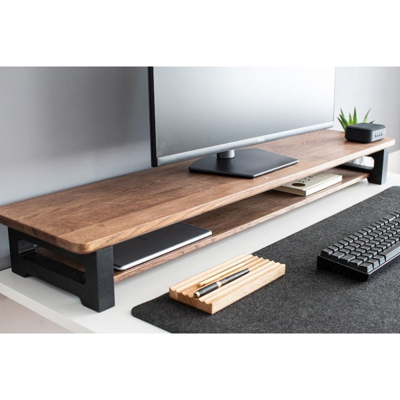 Wooden Riser Monitor TV Two Tone Full Shelves | Shopee Philippines