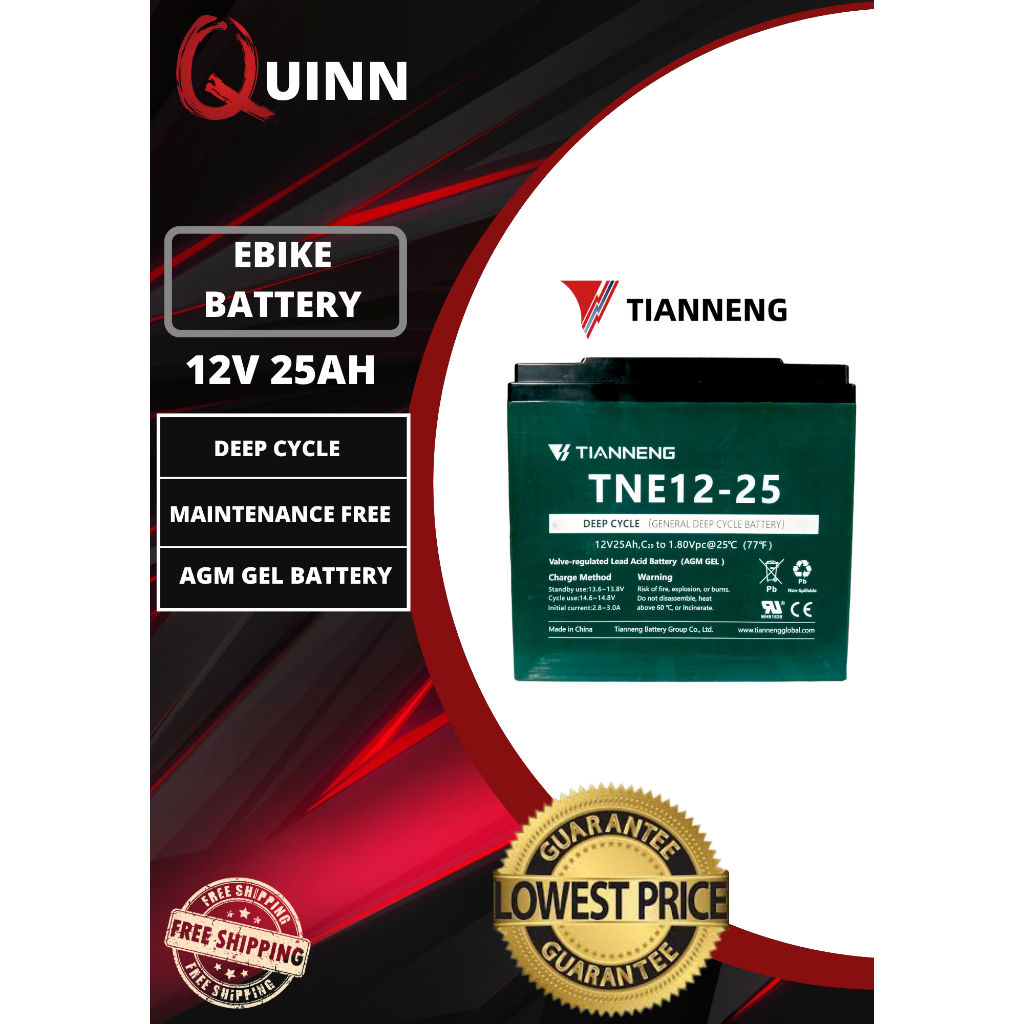 Electric bike TIANNENG Battery 12V25AH for Electric Bike/Electric