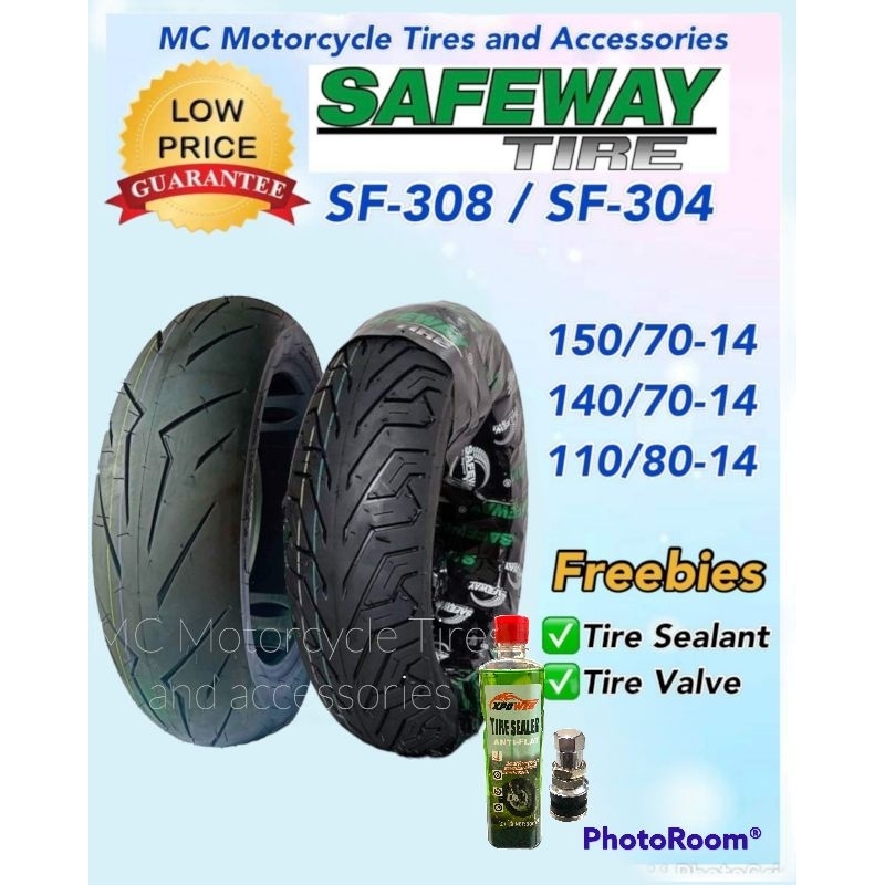 SAFEWAY TIRE FOR AEROX TIRE TUBELESS 8PLY RATING( free sealant and pito