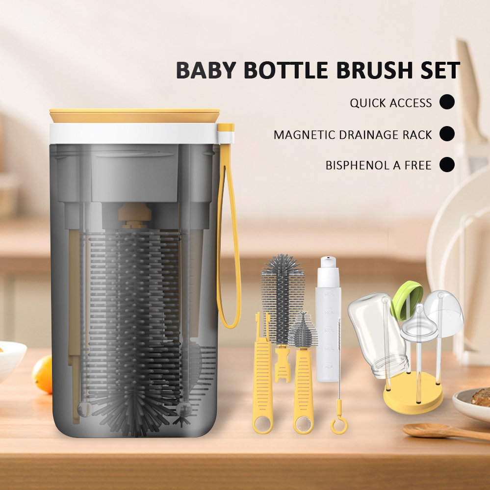 Baby Bottle Brush Set Travel Infant Brush Silicone Kids Milk Bottle