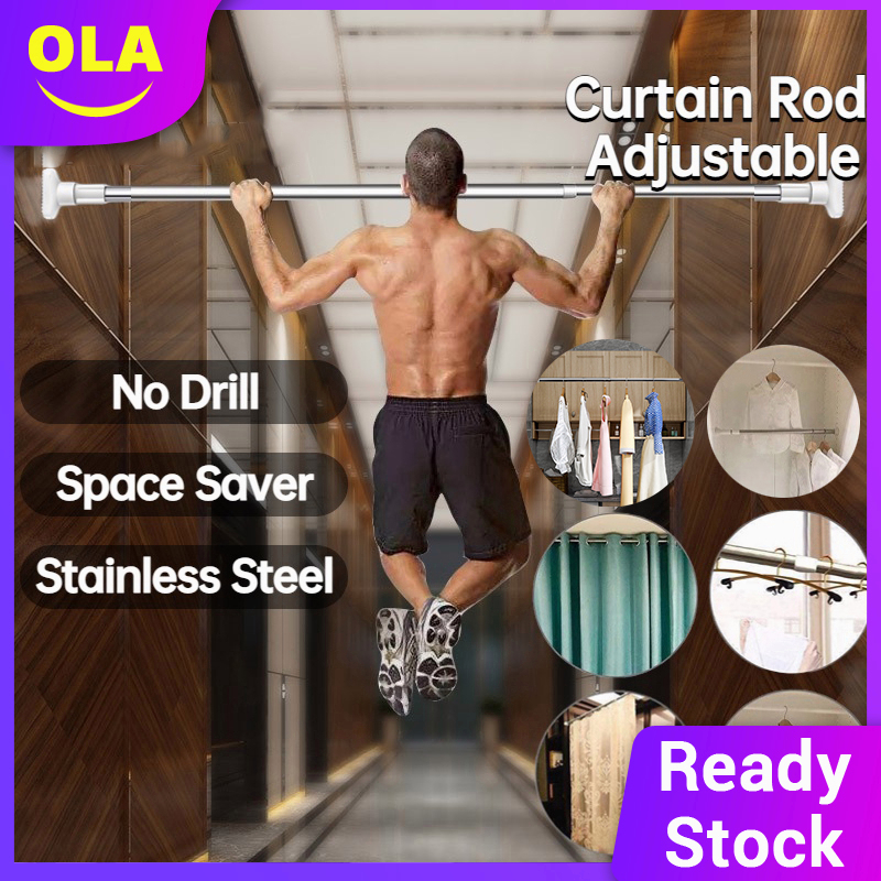 Extendable Rod No Drill Shower Curtain Rod Adjustable Pole Rod For ...