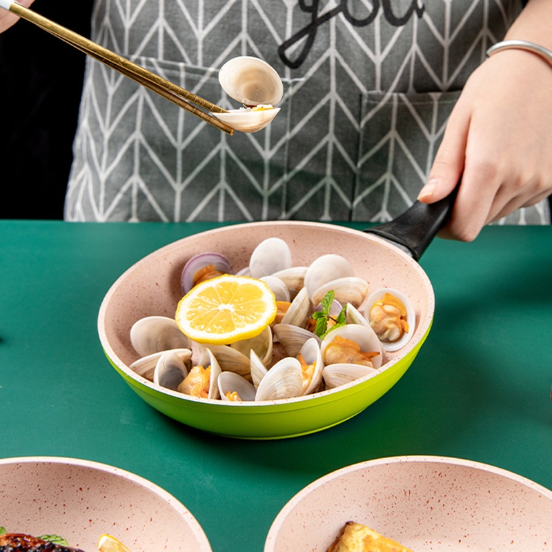 Kitchenamics Original Synmore Non Stick Frying Pan 16CM Marble Stone Coating and Silicone