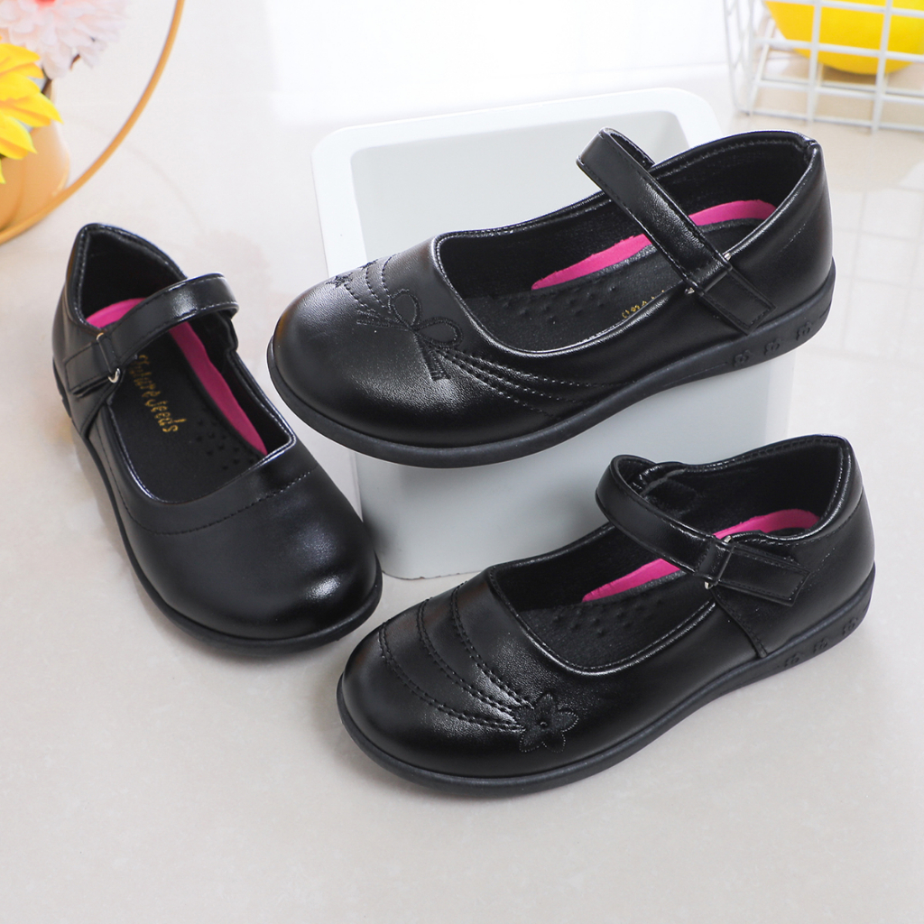 New black shoes for kids girls PU leather flats school shoes for kids ...