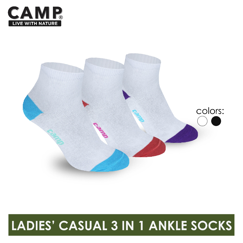 Camp Ladies' Cotton Lite Casual Ankle Socks 3 pairs in a pack CLC4