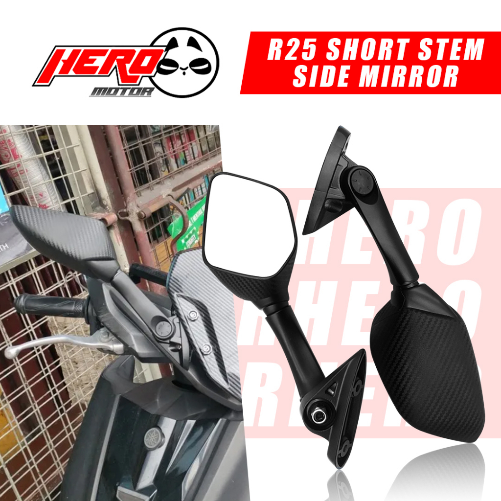 R25 Side Mirror Short Stem Ultra White Lens for Yamaha Nmax Made in ...