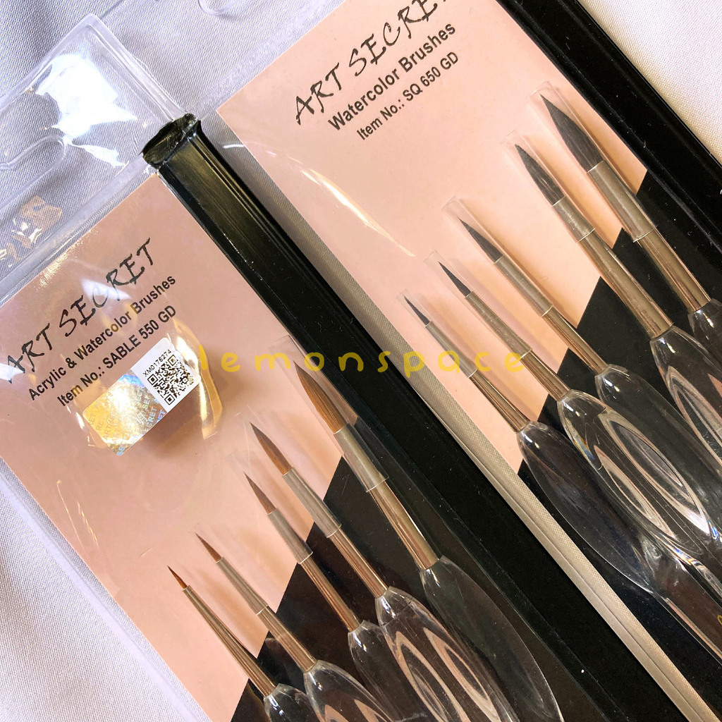 5pc set SQUIRREL SABLE Clear Handle Watercolor Gouache Acrylic Paint