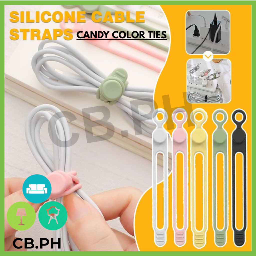 10Pcs Reusable Silicone Cable Ties - Cord Organizer For Wires, Earphones, Chargers (White) - View #10