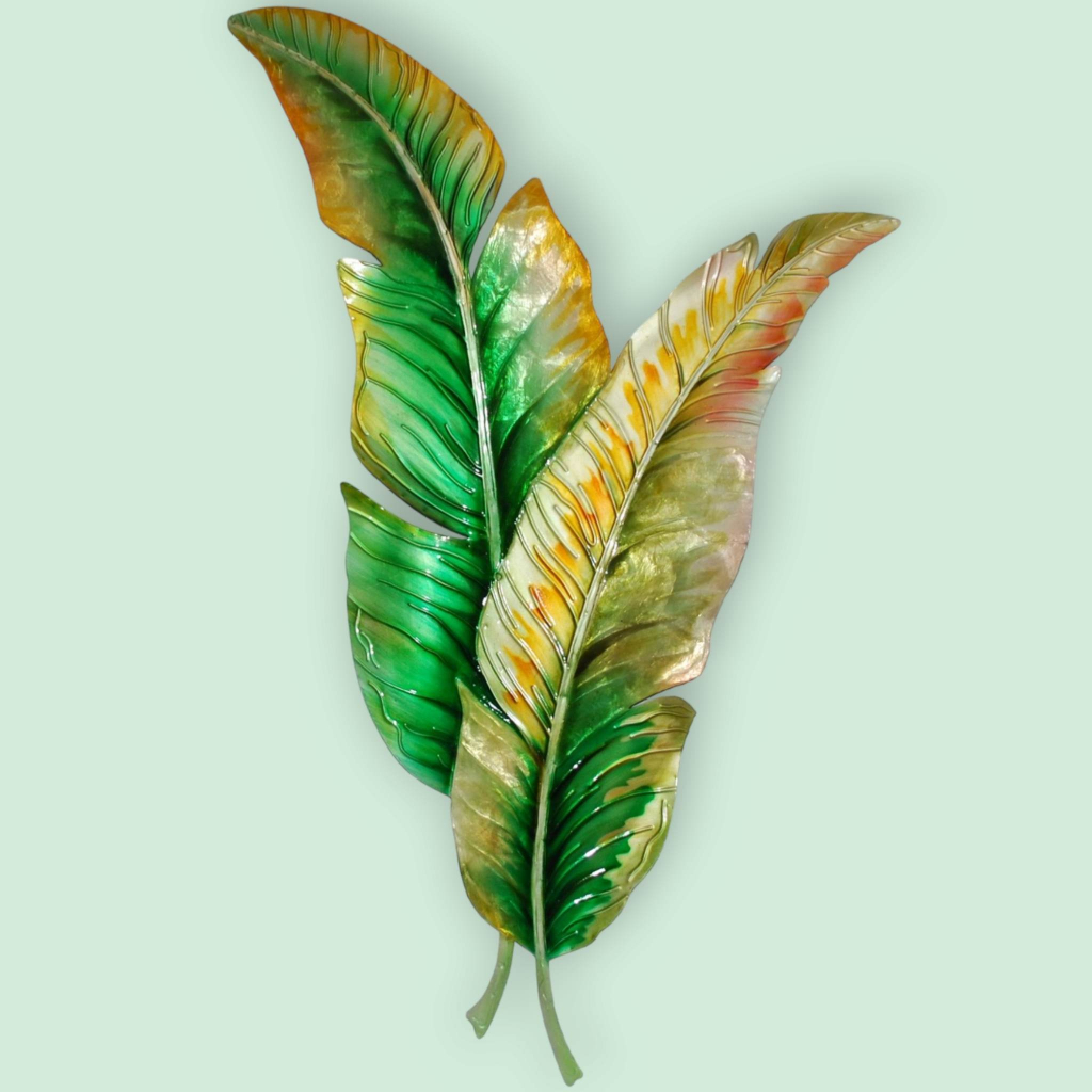 Large Metal Capiz Tropical Leaf wall art vibrant green color Shopee