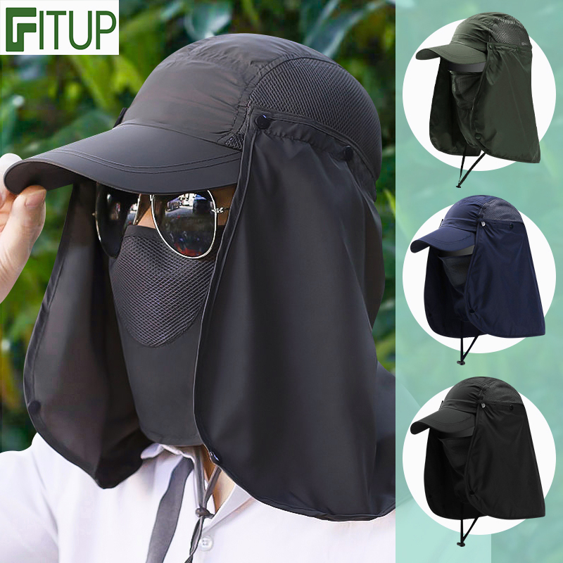 Men Fishing Visor Hat UV Protection Face Neck Outdoor Hiking Cover